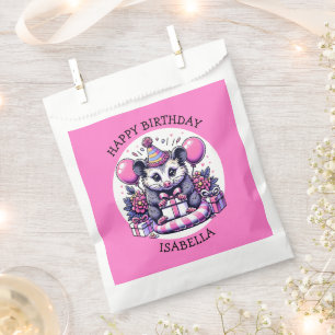 Sachets En Papier Sympa Possum d'anniversaire de fille personnalisée
