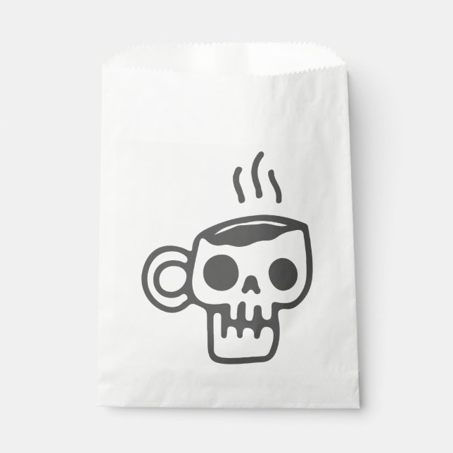 Sachets En Papier tasse de café squelette halloween crâne muette (Devant)
