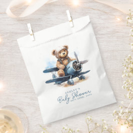 Sachets En Papier Teddy Bear Avion Aquarelle Baby shower garçon