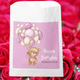 Sachets En Papier Teddy Girl rose Anniversaire