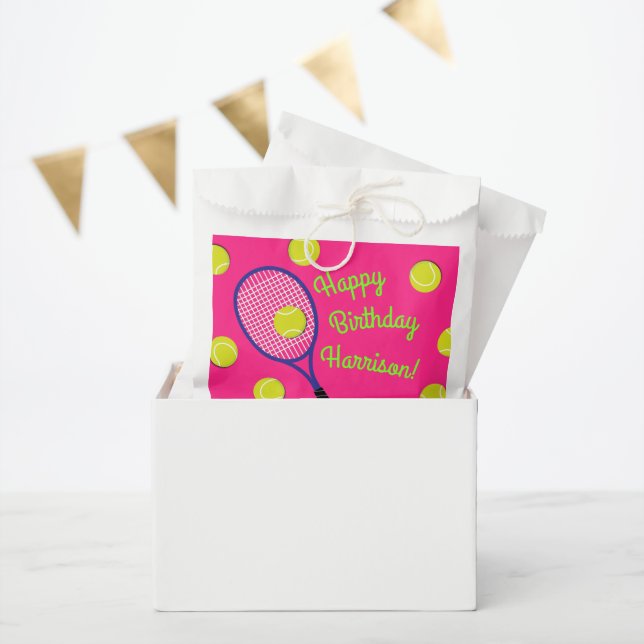 Sachets En Papier Tennis Sports Anniversaire fête rose (Fête)