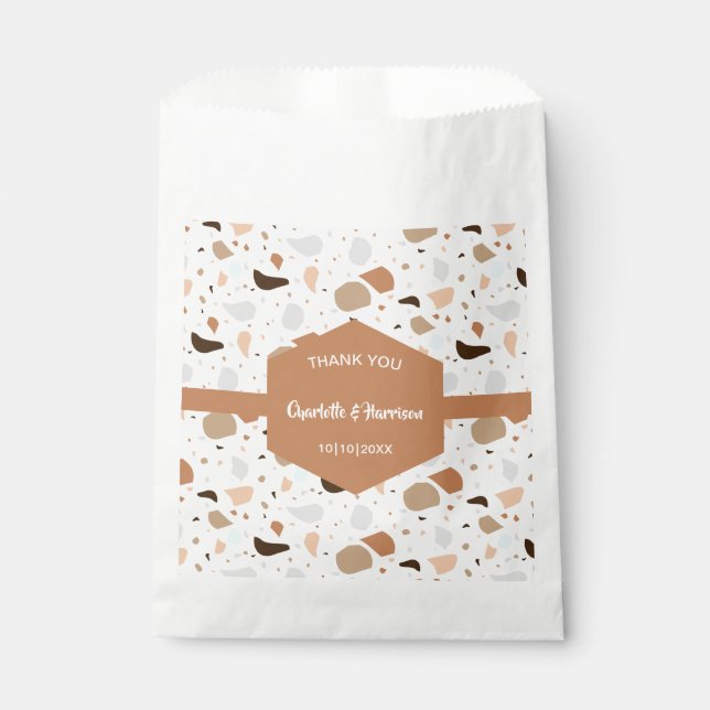 Sachets En Papier Terrazzo Abstrait Mariage moderne (Devant)