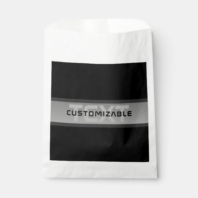 Sachets En Papier Texte calqué moderne personnalisable | Noir & Gris (Devant)