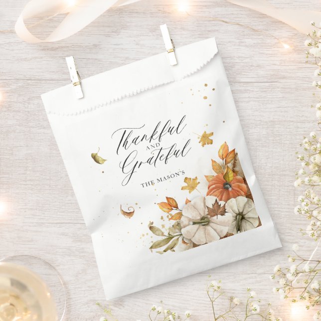Sachets En Papier Thanksgiving Thanksgiving Citrouille et Feuilles T (Coupé)