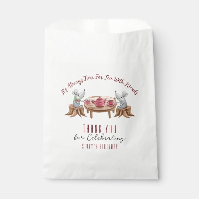 Sachets En Papier Thé Pour Deux Sac Faveur Blanc Personnalisé (Devant)
