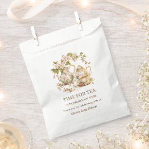 Sachets En Papier Théière Florale Moment du Thé Baby Shower 