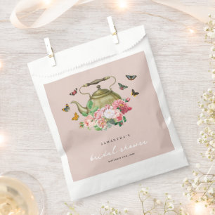 Sachets En Papier Théière Party Rose Floral Papillons Shower de Mari