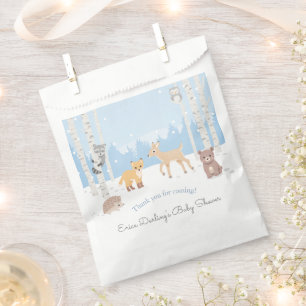 Sachets En Papier Thème baby shower Woodland forêt d'hiver