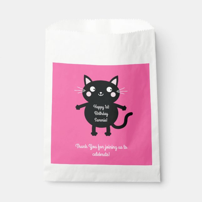 Sachets En Papier Thème de fête d'anniversaire de Cat Cute Kitty (Devant)