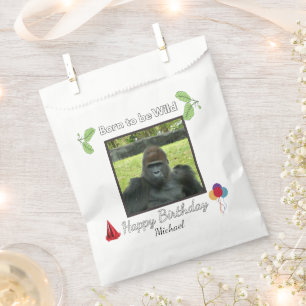 Sachets En Papier Thème de fête d'anniversaire de gorille sauvage
