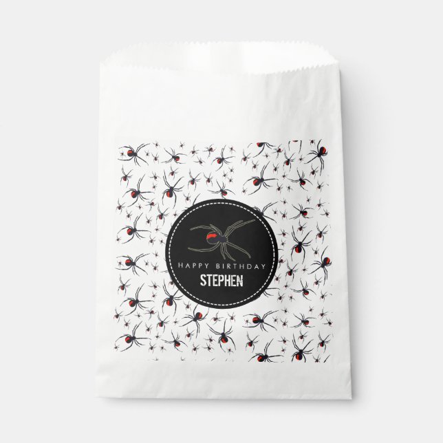 Sachets En Papier Thème de fête d'anniversaire Red & Black Spider (Devant)