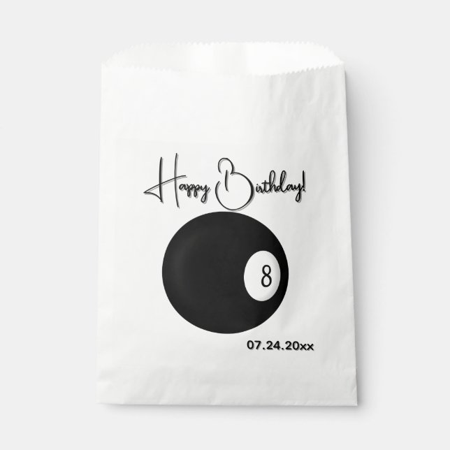 Sachets En Papier Thème Huit Ball Billiard (Devant)