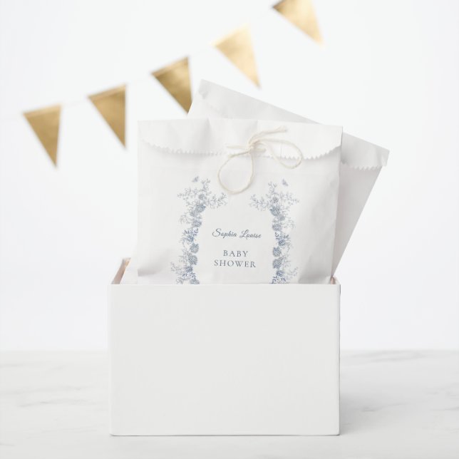 Sachets En Papier Toile de Jouy Baby shower Blue Chinoiserie (Fête)