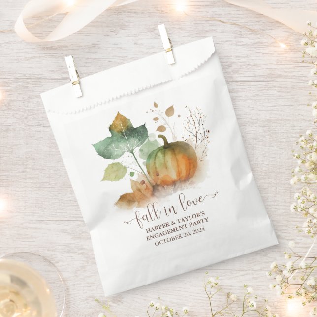 Sachets En Papier Tomber dans l'amour Rustique Élégant Citrouille (Coupé)