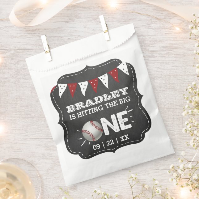 Sachets En Papier Toucher Le Grand | Baseball 1er anniversaire (Coupé)