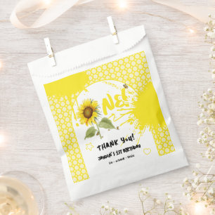 Sachets En Papier Tournesol à l'aquarelle avec papillons 1er anniver
