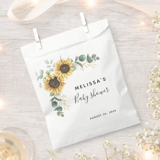 Sachets En Papier Tournesol Eucalyptus Baby shower Traitements (Coupé)