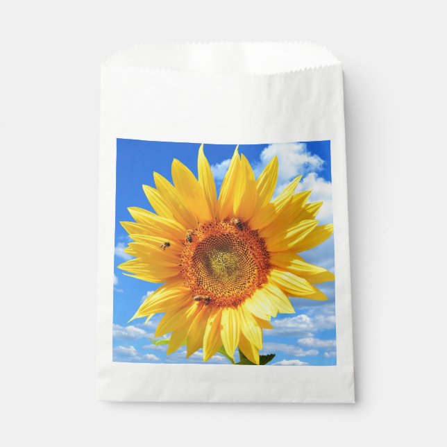 Sachets En Papier Tournesol jaune et abeilles sur le ciel bleu - Jou (Devant)