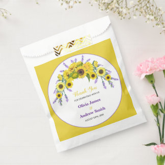 Sachets En Papier Tournesol & Lavande Fête de mariage Floral Vintage