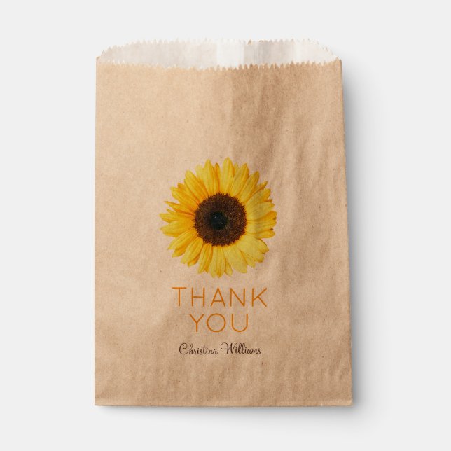 Sachets En Papier Tournesol Rustique Remerciements (Devant)