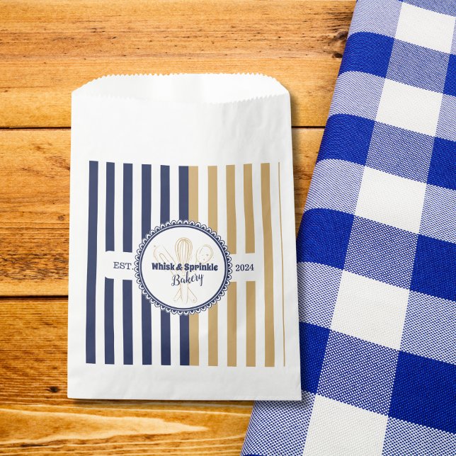 Sachets En Papier Traiteur Boulangerie Navy & Gold Whisk Chef (Créateur téléchargé)