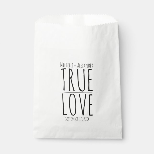 Sachets En Papier Treat Mariage d'amour vrai personnalisé (Devant)
