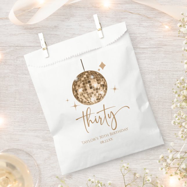 Sachets En Papier Trente Gold Disco Ball 30e fête d'anniversaire (Coupé)