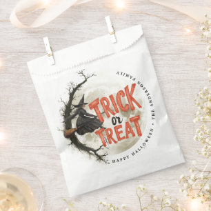 Sachets En Papier Trick ou traitement Halloween sorcière Vintage Nom