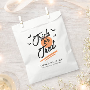 Sachets En Papier Tricoter ou traiter Halloween Famille Script moder