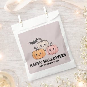 Sachets En Papier Trois Citrouilles et un Bat Happy Halloween