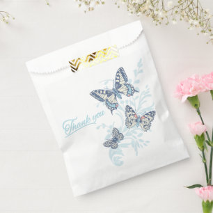 Sachets En Papier Trois papillons dessiner merci mariage bleu