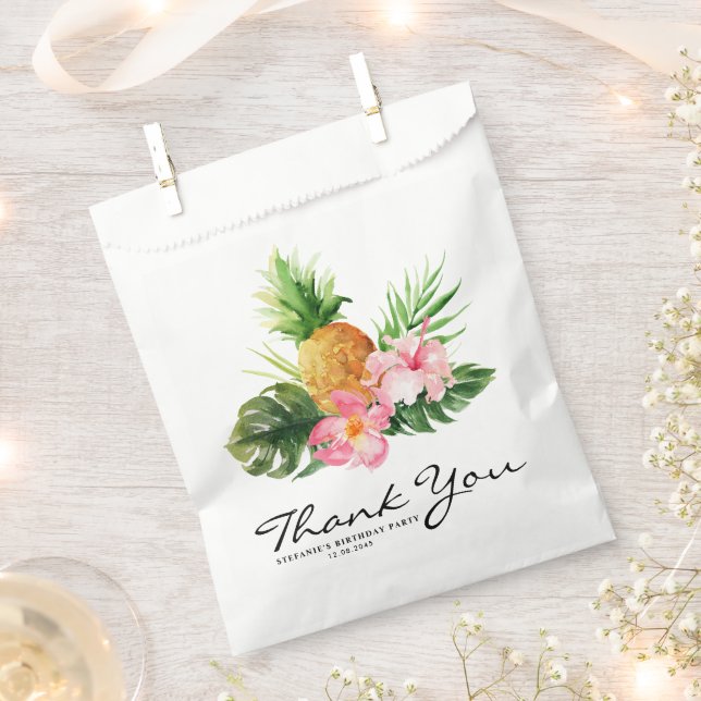 Sachets En Papier Tropical Pineapple Summer Birthday Party (Coupé)