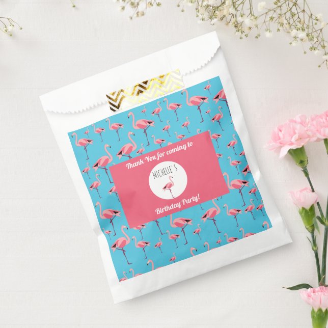 Sachets En Papier Tropical Summer Pink Flamingo modèle Anniversaire (Scellé)