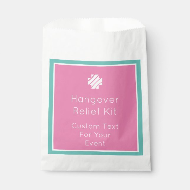 Sachets En Papier Trousse de secours pour accroche rose et Turquoise (Devant)