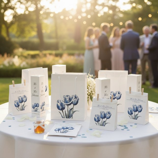 Sachets En Papier Tulipes en bleu de Delft personnalisables (Créateur téléchargé)