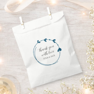Sachets En Papier Turquoise Bleu Simple Coeur Mariage de couronne