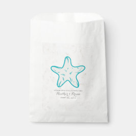 Sachets En Papier Turquoise Rustic Starfish Mariage