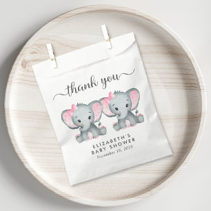 Sachets En Papier Twin Elephant Baby Girls Douche Merci