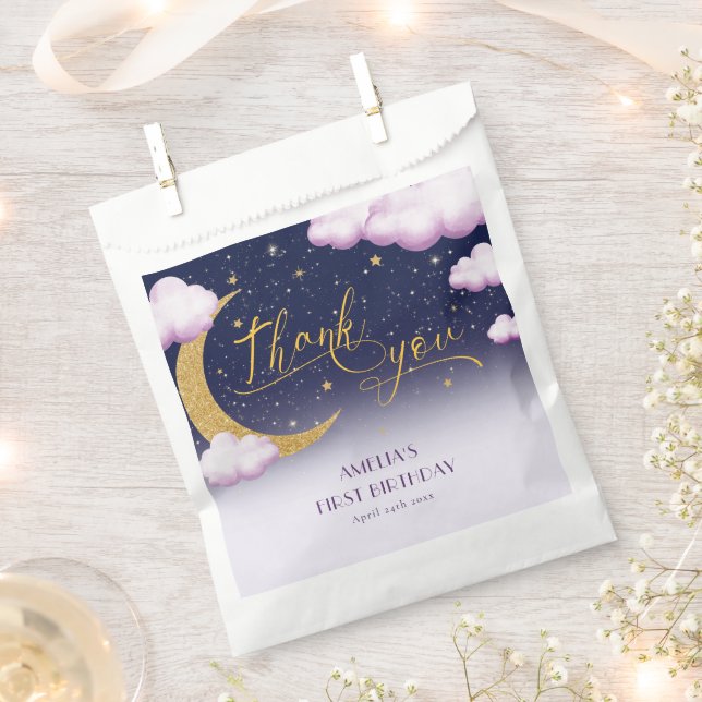 Sachets En Papier Twinkle Little Star Girl Premier anniversaire Merc (Coupé)