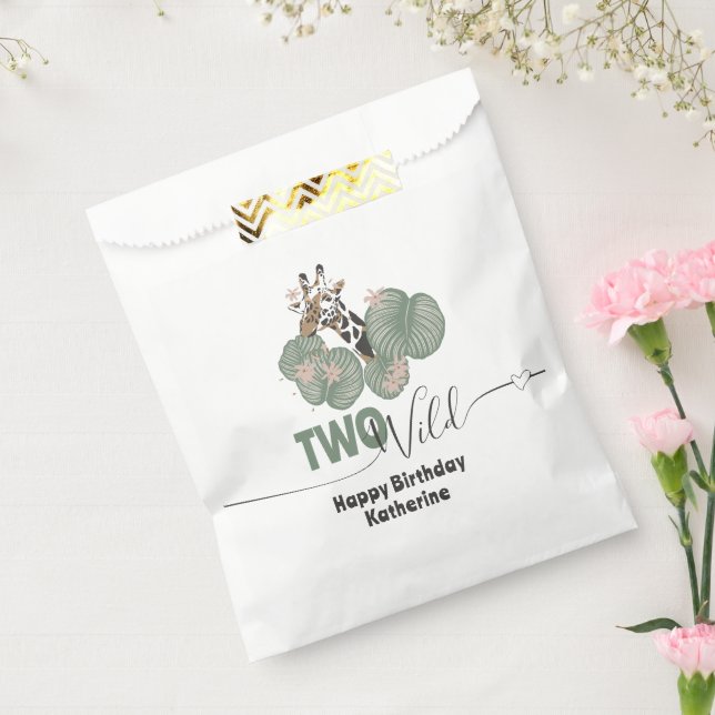 Sachets En Papier Two Wild Tropical Giraffe Animal Birthday Party  (Scellé)