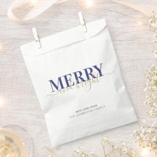 Sachets En Papier Typographie bleu marine joyeuse et lumineuse Noël