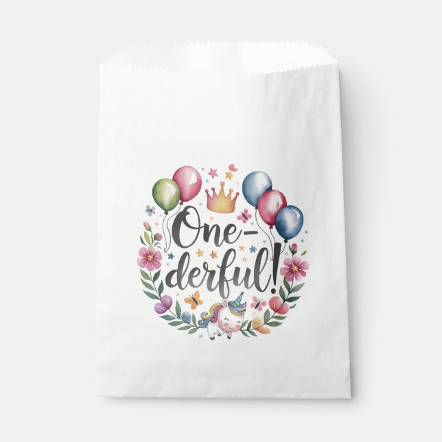 Sachets En Papier Un derful Watercolor Unicorn Anniversaire (Devant)
