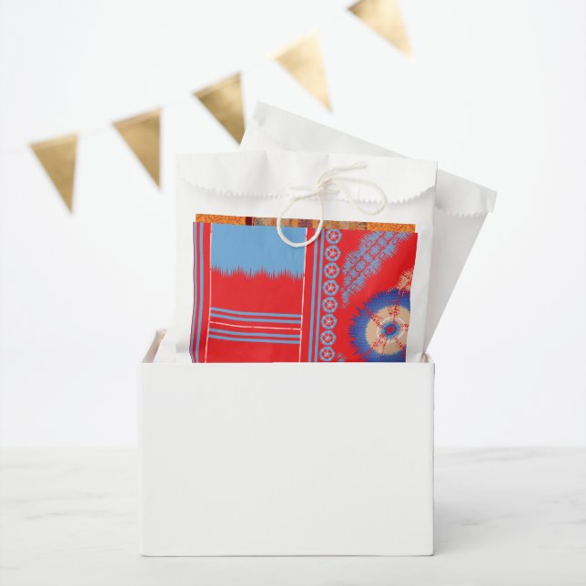 Sachets En Papier un design d'un motif rouge et bleu (Fête)