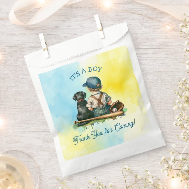Sachets En Papier Un garçon | Baby shower À Thème De Baseball (Coupé)