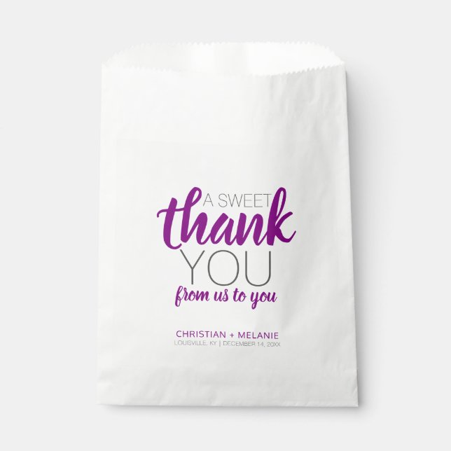 Sachets En Papier Un Merci doux foncé violet gris gris moderne Maria (Devant)