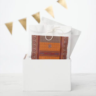 Sachets En Papier un motif de point de croix en orange et marron