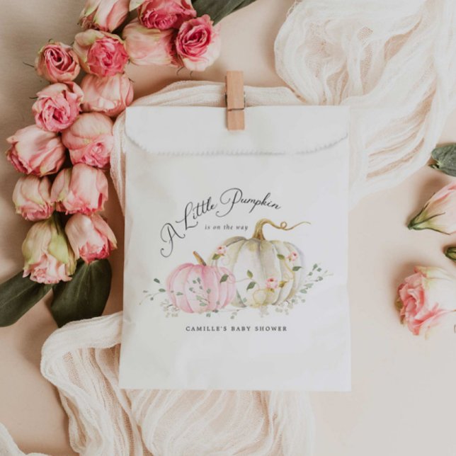 Sachets En Papier Un petit Baby shower de fille Citrouille (Fall Pink Pumpkin Baby Girl Favor Bag)