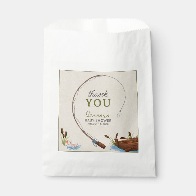 Sachets En Papier Un petit Baby shower de Merci pêcheur (Devant)