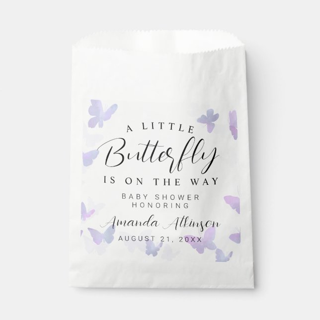 Sachets En Papier Un petit Baby shower pourpre à papillon (Devant)