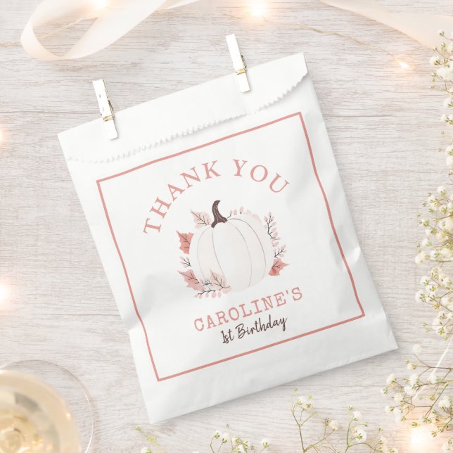 Sachets En Papier Un Petit Citrouille Tourne Un Merci Anniversaire (Coupé)